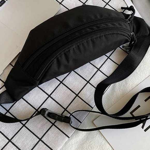 💙 Drawstring Knots Zipper Double Front Pockets Adjustable Strap Fanny Pack - Picture 5 of 6